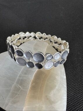 Women's Silver Pebble Link Bracelet - Polished Silver Fashion Bracelet